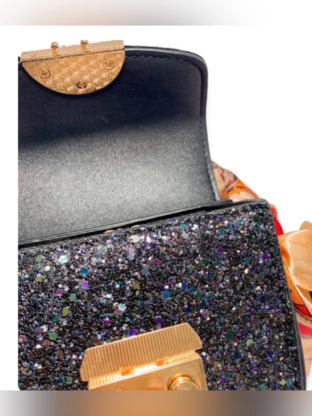 NWT Doe A Dear Girls Jewel Glitter Black Mini Purse Crossbody Gold Accents